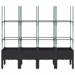 vidaXL Garden Planter with Trellis Grey - black, 160 x 40 x 142,5 cm