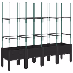 vidaXL Garden Planter with Trellis Grey - black, 160 x 40 x 142,5 cm - Additional view 4