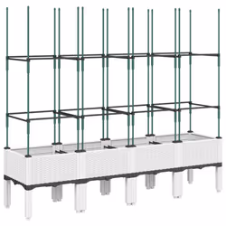 vidaXL Garden Planter with Trellis Grey - white, 160 x 40 x 142,5 cm