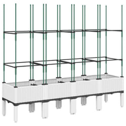 vidaXL Garden Planter with Trellis Grey - white, 160 x 40 x 142,5 cm