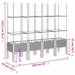vidaXL Garden Planter with Trellis Grey - white, 160 x 40 x 142,5 cm