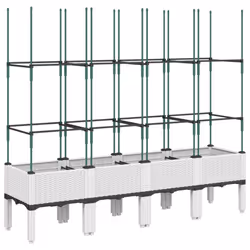 vidaXL Garden Planter with Trellis Grey - white, 160 x 40 x 142,5 cm - Additional view 4