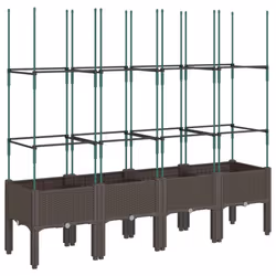 vidaXL Garden Planter with Trellis Grey - brown, 160 x 40 x 142,5 cm