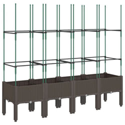 vidaXL Garden Planter with Trellis Grey - brown, 160 x 40 x 142,5 cm