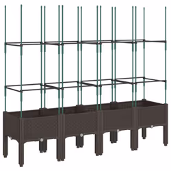 vidaXL Garden Planter with Trellis Grey - brown, 160 x 40 x 142,5 cm - Additional view 4