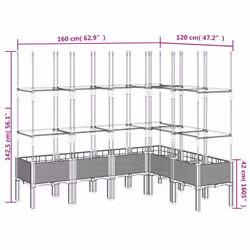 vidaXL Garden Planter with Trellis Grey - grey, 160 x 120 x 142,5 cm