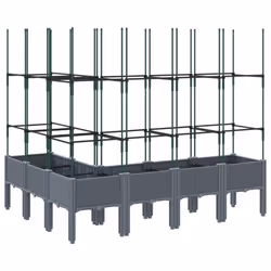 vidaXL Garden Planter with Trellis Grey - grey, 160 x 120 x 142,5 cm - Additional view 4