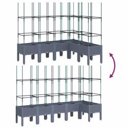 vidaXL Garden Planter with Trellis Grey - grey, 160 x 120 x 142,5 cm - Additional view 5