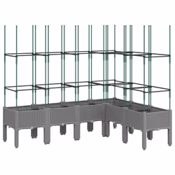 vidaXL Garden Planter with Trellis Grey - light grey, 160 x 120 x 142,5 cm