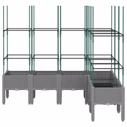 vidaXL Garden Planter with Trellis Grey - light grey, 160 x 120 x 142,5 cm