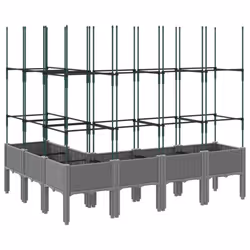 vidaXL Garden Planter with Trellis Grey - light grey, 160 x 120 x 142,5 cm - Additional view 4