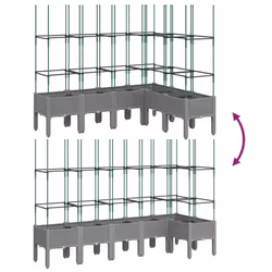 vidaXL Garden Planter with Trellis Grey - light grey, 160 x 120 x 142,5 cm - Additional view 5