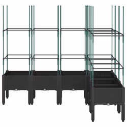 vidaXL Garden Planter with Trellis Grey - black, 160 x 120 x 142,5 cm