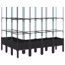 vidaXL Garden Planter with Trellis Grey - black, 160 x 120 x 142,5 cm - Additional view 4