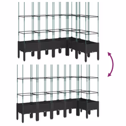 vidaXL Garden Planter with Trellis Grey - black, 160 x 120 x 142,5 cm - Additional view 5