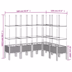 vidaXL Garden Planter with Trellis Grey - white, 160 x 120 x 142,5 cm