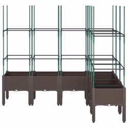 vidaXL Garden Planter with Trellis Grey - brown, 160 x 120 x 142,5 cm
