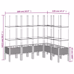 vidaXL Garden Planter with Trellis Grey - brown, 160 x 120 x 142,5 cm