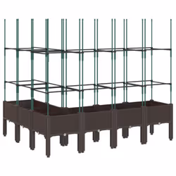vidaXL Garden Planter with Trellis Grey - brown, 160 x 120 x 142,5 cm - Additional view 4