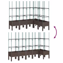 vidaXL Garden Planter with Trellis Grey - brown, 160 x 120 x 142,5 cm - Additional view 5