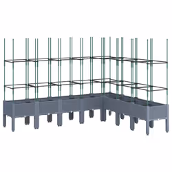 vidaXL Garden Planter with Trellis Grey - grey, 200 x 160 x 142,5 cm
