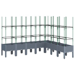 vidaXL Garden Planter with Trellis Grey - grey, 200 x 160 x 142,5 cm