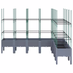 vidaXL Garden Planter with Trellis Grey - grey, 200 x 160 x 142,5 cm