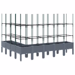 vidaXL Garden Planter with Trellis Grey - grey, 200 x 160 x 142,5 cm - Additional view 4