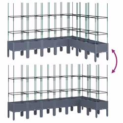 vidaXL Garden Planter with Trellis Grey - grey, 200 x 160 x 142,5 cm - Additional view 5