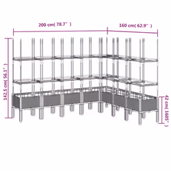 vidaXL Garden Planter with Trellis Grey - grey, 200 x 160 x 142,5 cm - Additional view 7