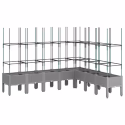 vidaXL Garden Planter with Trellis Grey - light grey, 200 x 160 x 142,5 cm