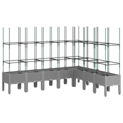 vidaXL Garden Planter with Trellis Grey - light grey, 200 x 160 x 142,5 cm