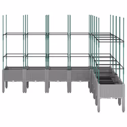 vidaXL Garden Planter with Trellis Grey - light grey, 200 x 160 x 142,5 cm