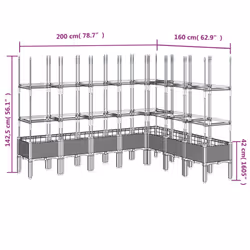 vidaXL Garden Planter with Trellis Grey - light grey, 200 x 160 x 142,5 cm