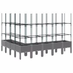 vidaXL Garden Planter with Trellis Grey - light grey, 200 x 160 x 142,5 cm - Additional view 4