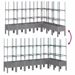 vidaXL Garden Planter with Trellis Grey - light grey, 200 x 160 x 142,5 cm - Additional view 5