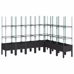 vidaXL Garden Planter with Trellis Grey - black, 200 x 160 x 142,5 cm