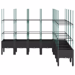 vidaXL Garden Planter with Trellis Grey - black, 200 x 160 x 142,5 cm