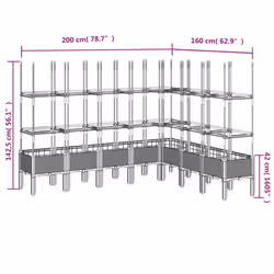 vidaXL Garden Planter with Trellis Grey - black, 200 x 160 x 142,5 cm