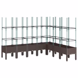 vidaXL Garden Planter with Trellis Grey - brown, 200 x 160 x 142,5 cm