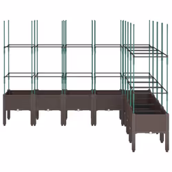 vidaXL Garden Planter with Trellis Grey - brown, 200 x 160 x 142,5 cm