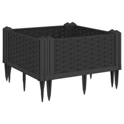 vidaXL Garden Planter with Pegs Raised Bed Outdoor Flower Pot Planter Pot PP - black, 42,5 x 42,5 x 28,5 cm