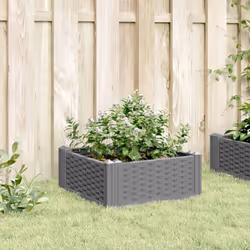 vidaXL Garden Planter with Pegs Raised Bed Outdoor Flower Pot Planter Pot PP - light grey, 42,5 x 42,5 x 28,5 cm - Additional view 2