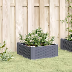 vidaXL Garden Planter with Pegs Raised Bed Outdoor Flower Pot Planter Pot PP - grey, 42,5 x 42,5 x 28,5 cm - Additional view 2