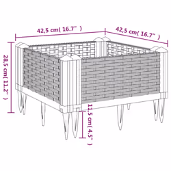 vidaXL Garden Planter with Pegs Raised Bed Outdoor Flower Pot Planter Pot PP - grey, 42,5 x 42,5 x 28,5 cm - Additional view 3