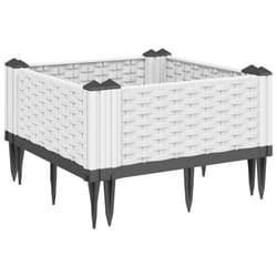 vidaXL Garden Planter with Pegs Raised Bed Outdoor Flower Pot Planter Pot PP - white, 42,5 x 42,5 x 28,5 cm