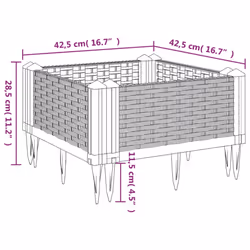 vidaXL Garden Planter with Pegs Raised Bed Outdoor Flower Pot Planter Pot PP - white, 42,5 x 42,5 x 28,5 cm