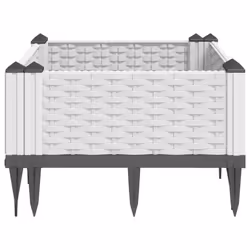 vidaXL Garden Planter with Pegs Raised Bed Outdoor Flower Pot Planter Pot PP - white, 42,5 x 42,5 x 28,5 cm - Additional view 4