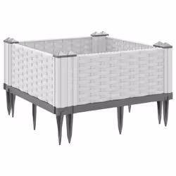 vidaXL Garden Planter with Pegs Raised Bed Outdoor Flower Pot Planter Pot PP - white, 42,5 x 42,5 x 28,5 cm - Additional view 5