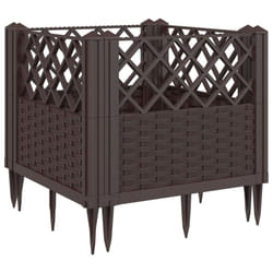 vidaXL Garden Planter with Pegs Raised Bed Outdoor Flower Pot Planter Pot PP - brown, 43,5 x 43,5 x 43,5 cm